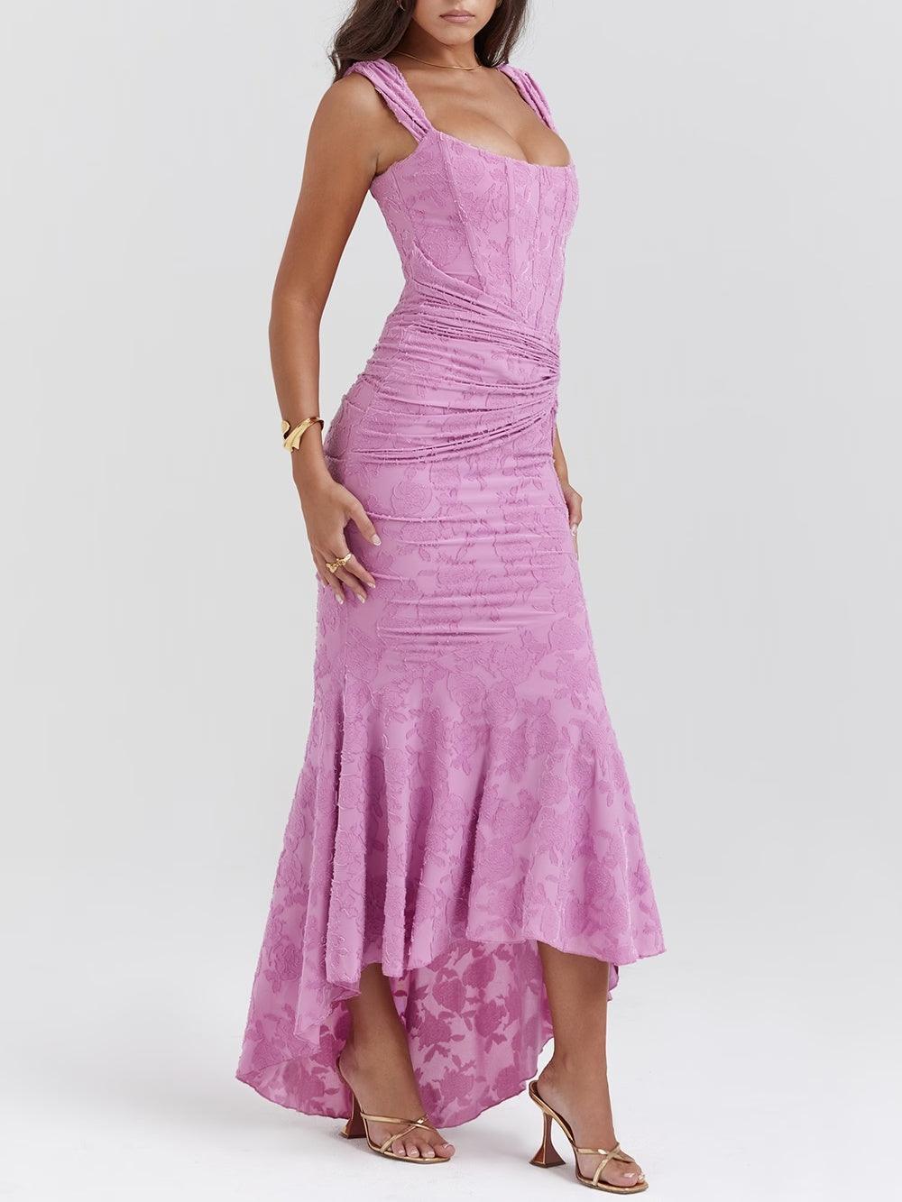 Robe maxi florale cloche bleue