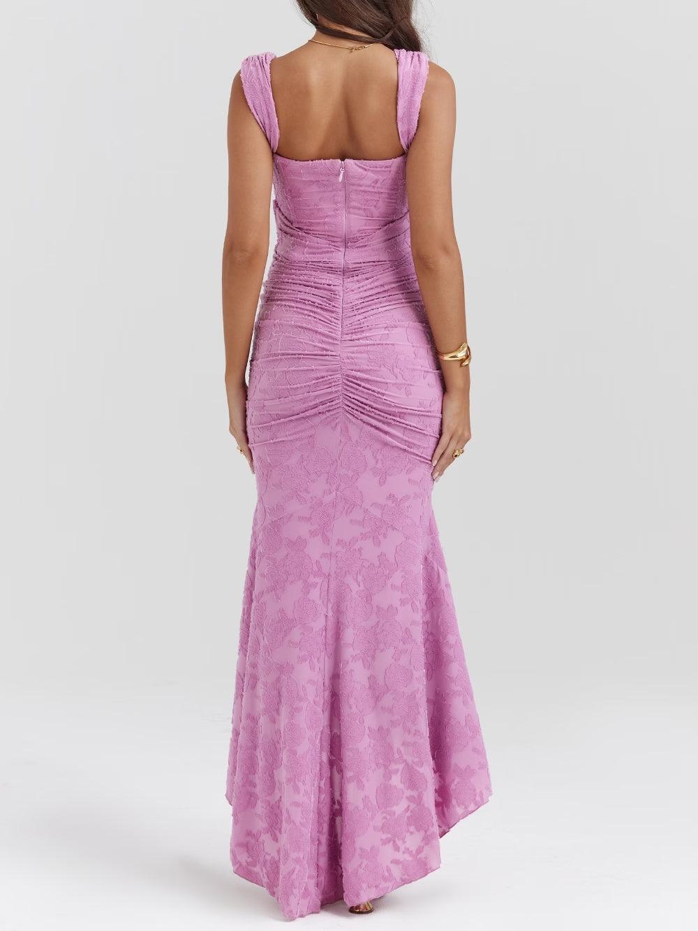 Robe maxi florale cloche bleue