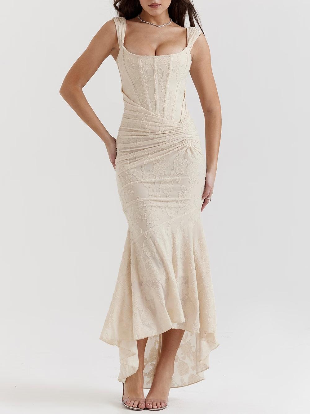 Robe maxi florale cloche bleue
