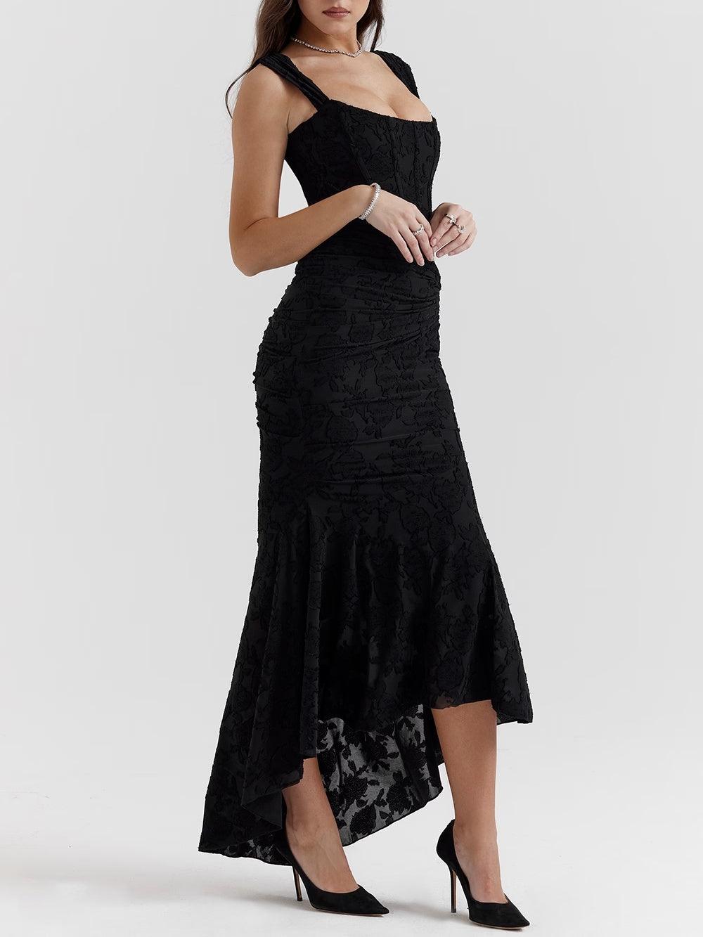 Robe maxi florale cloche bleue