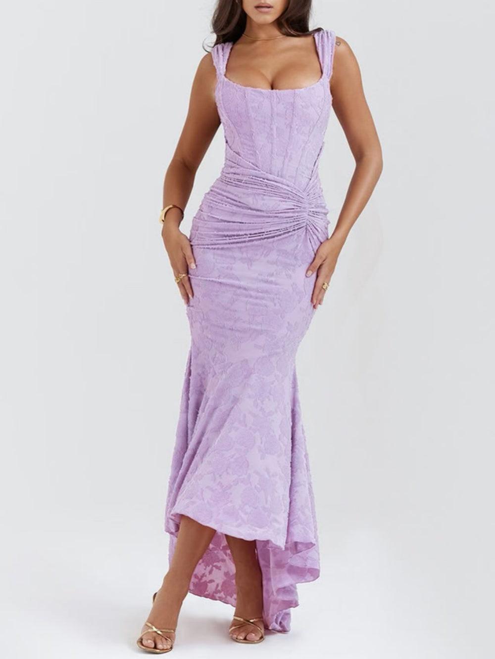 Robe maxi florale cloche bleue