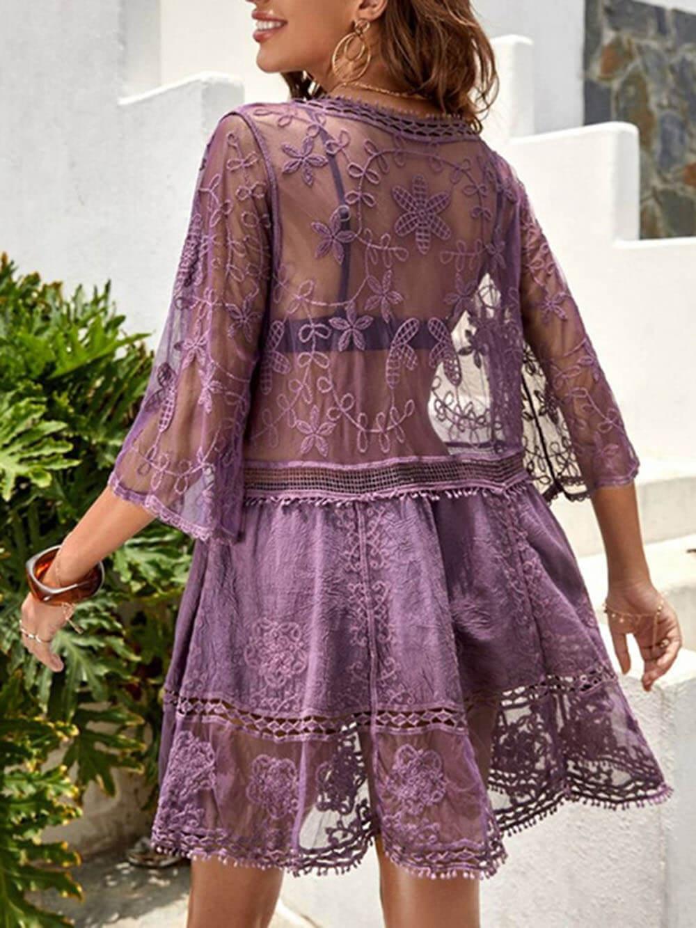 Robe de Plage Décontractée en Dentelle