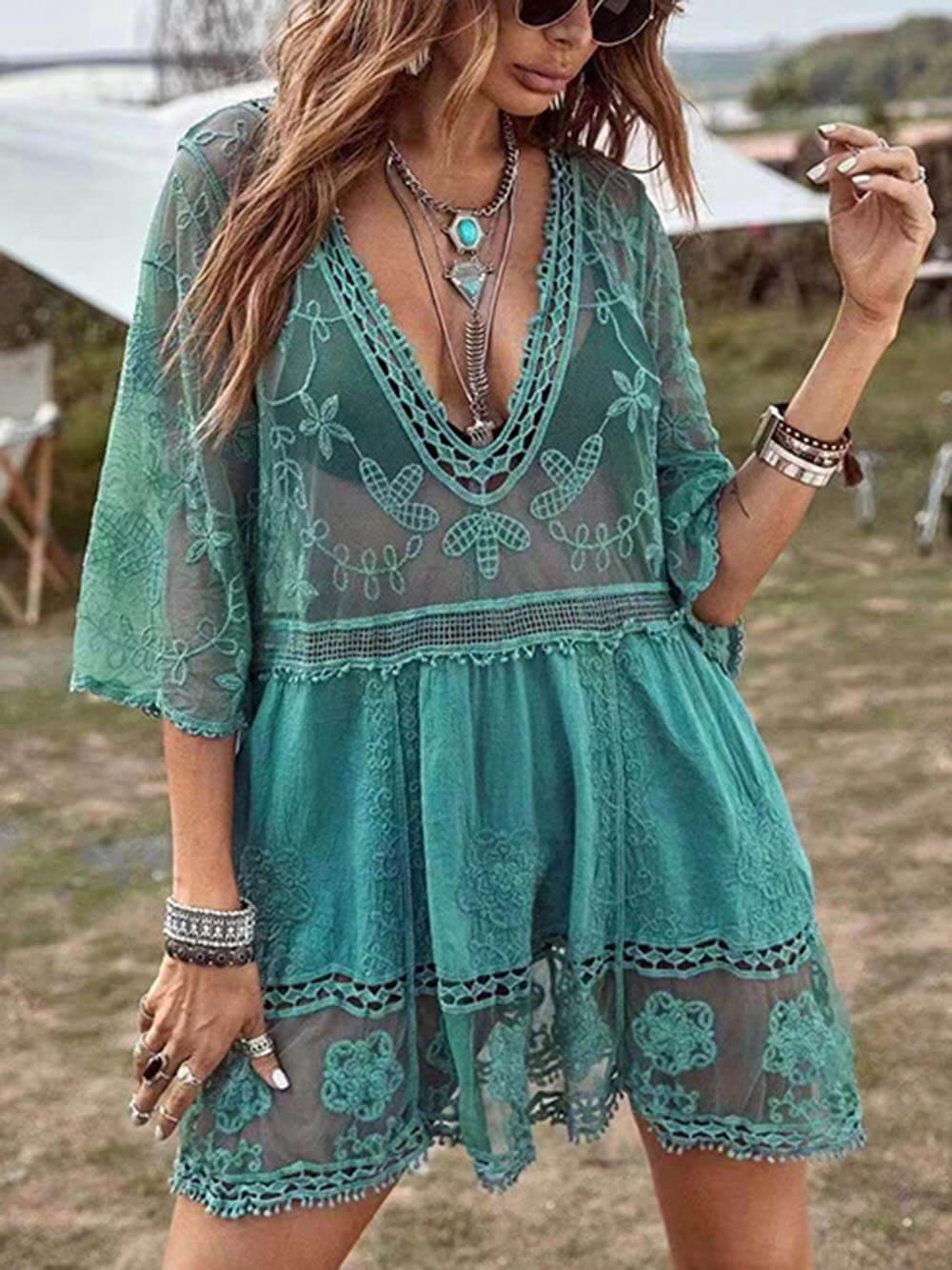 Robe de Plage Décontractée en Dentelle
