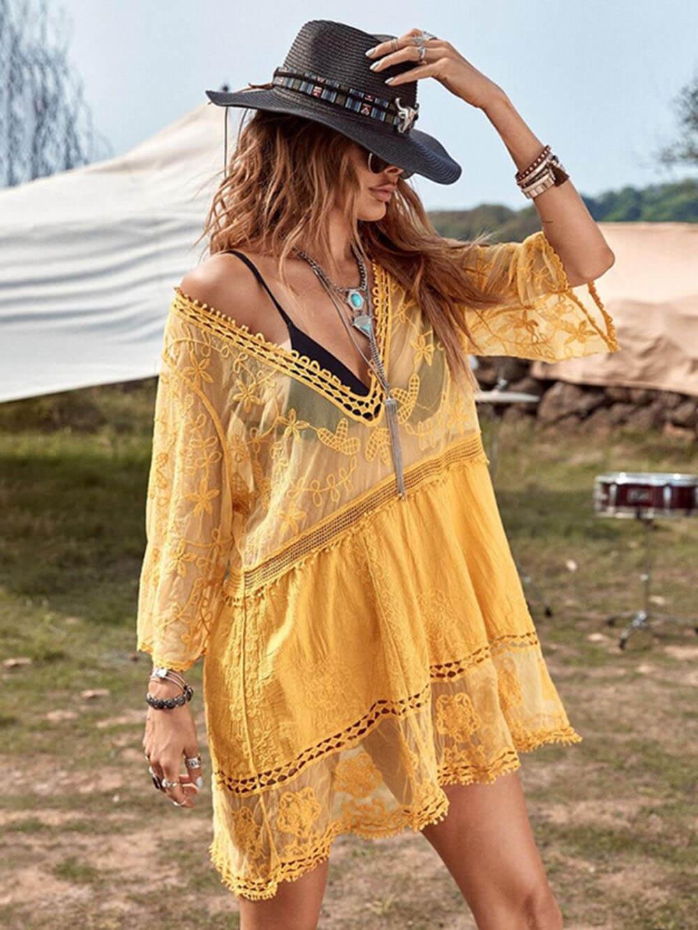 Robe de Plage Décontractée en Dentelle