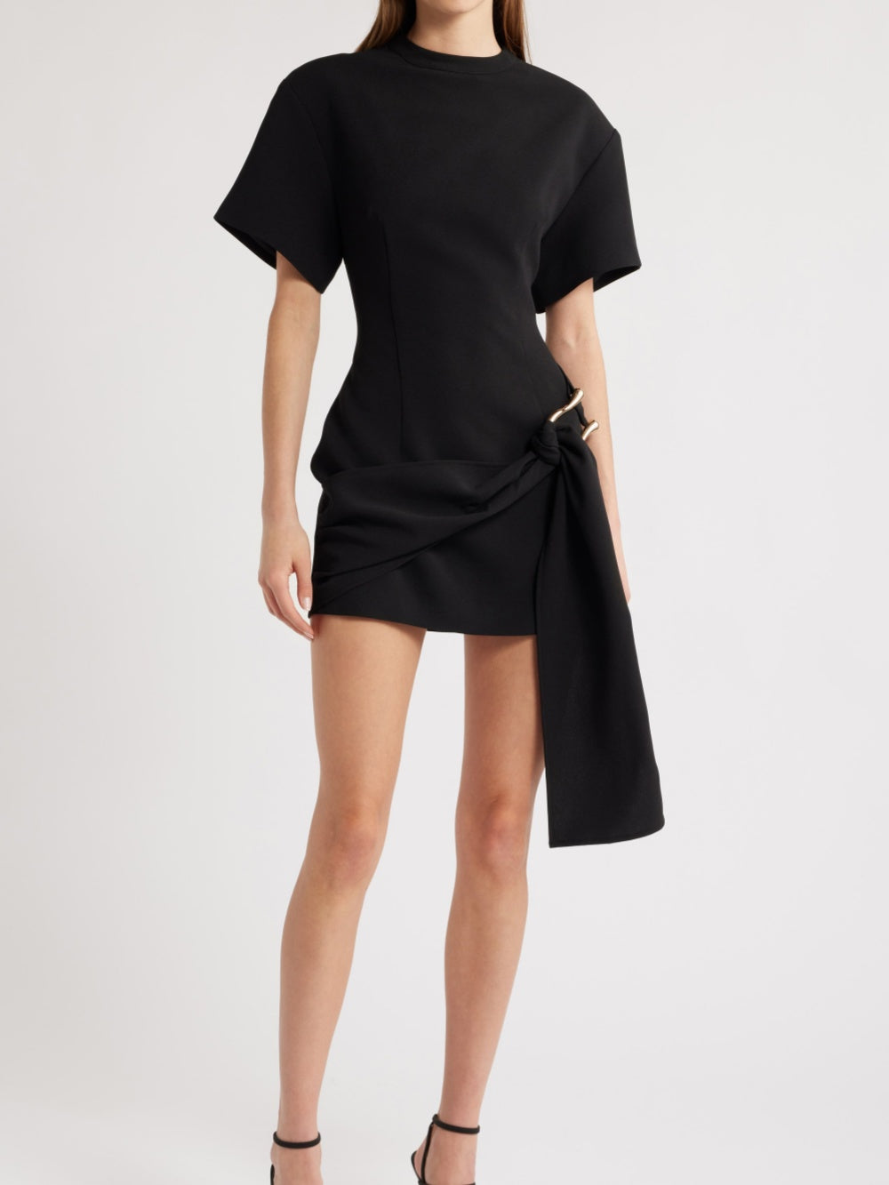 Robe Mini Drapée avec Ceinture Matcha