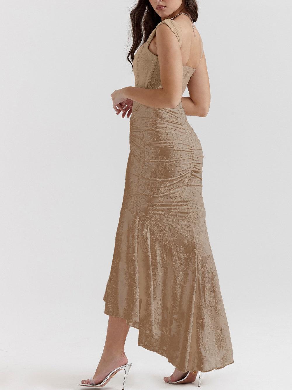 Robe maxi florale cloche bleue