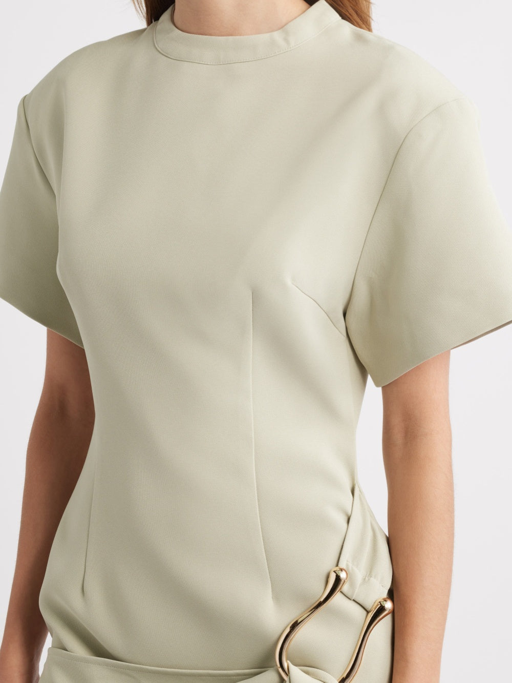 Robe Mini Drapée avec Ceinture Matcha
