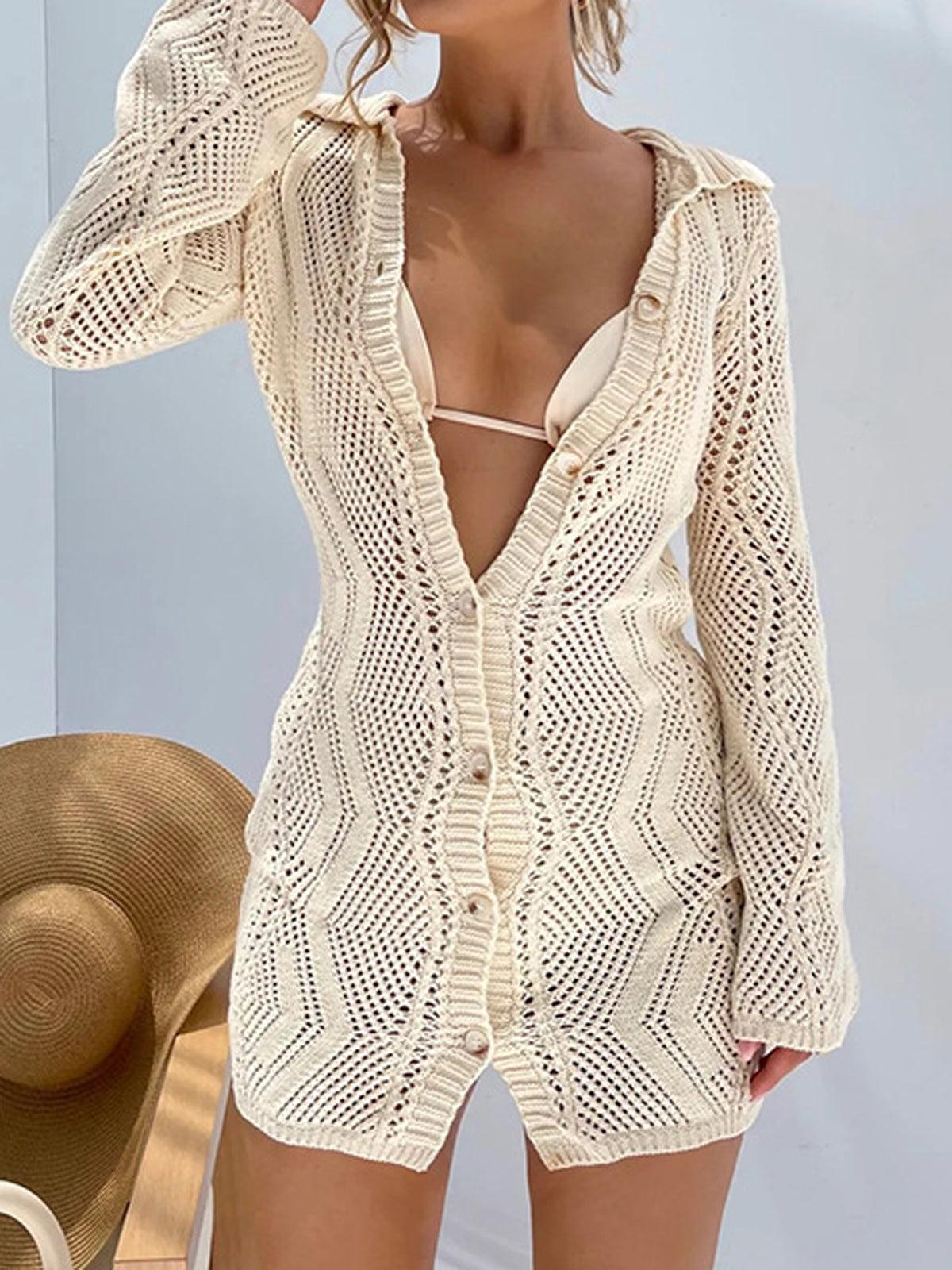 Robe Pull Cardigan Jacquard Courte