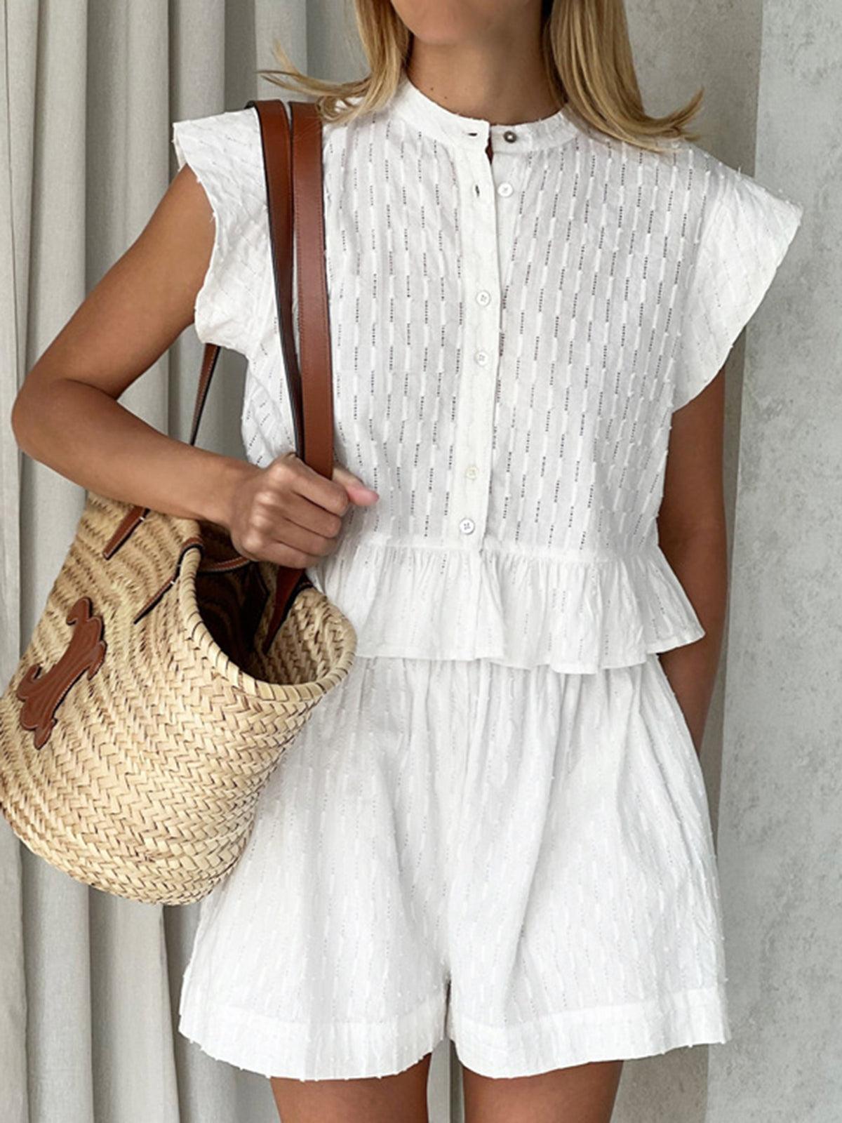 Ensemble de Shorts en Coton à Manches Courtes