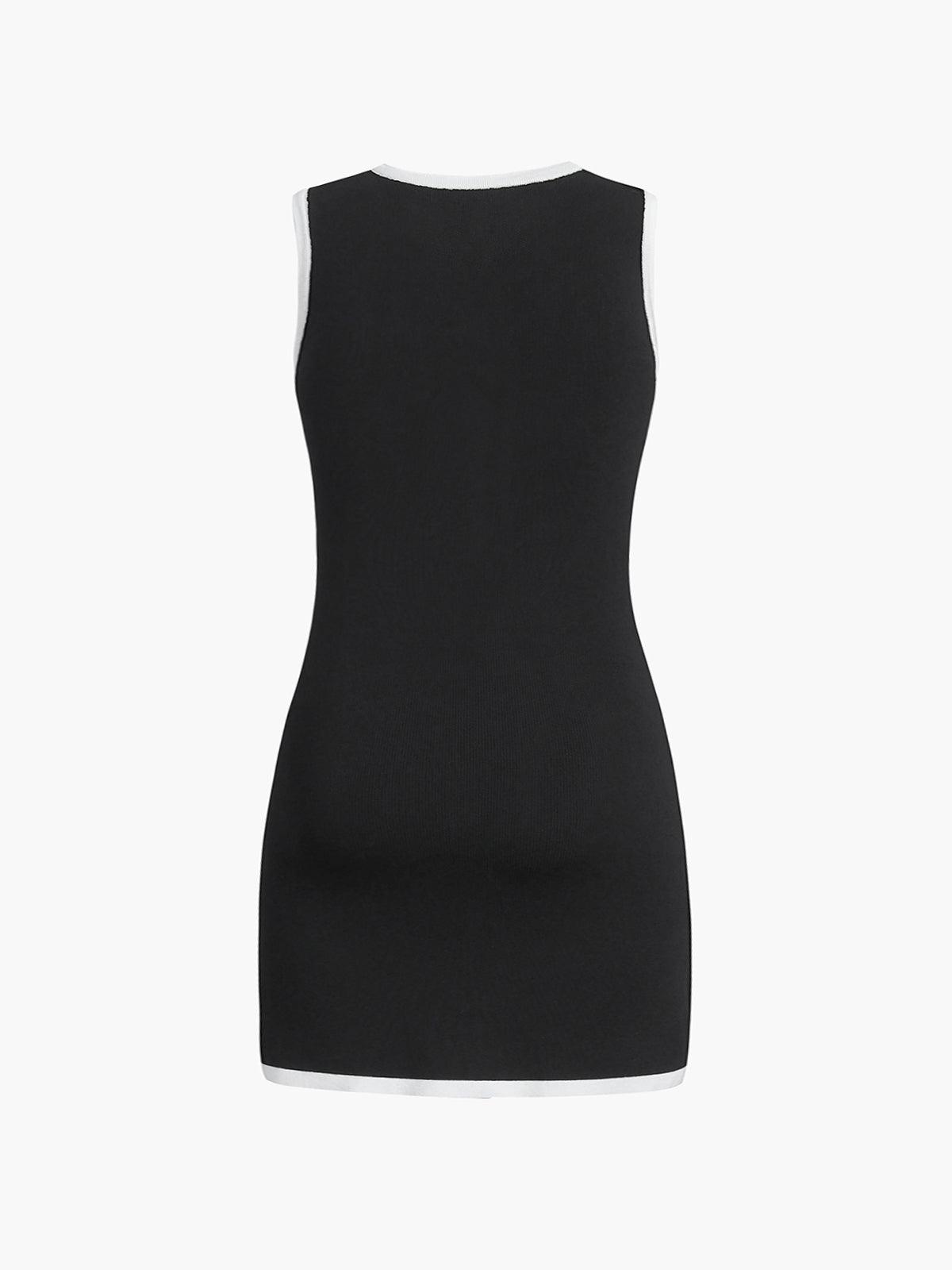Robe sans manches courte à boutons et multi-poches