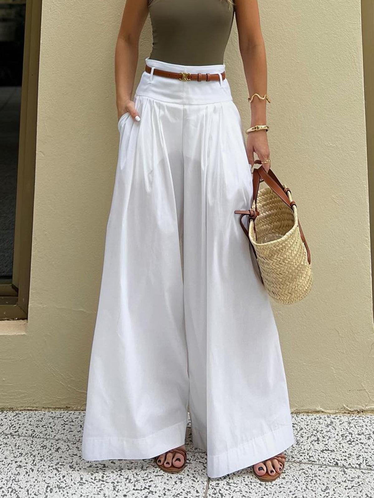 Pantalons larges plissés en coton