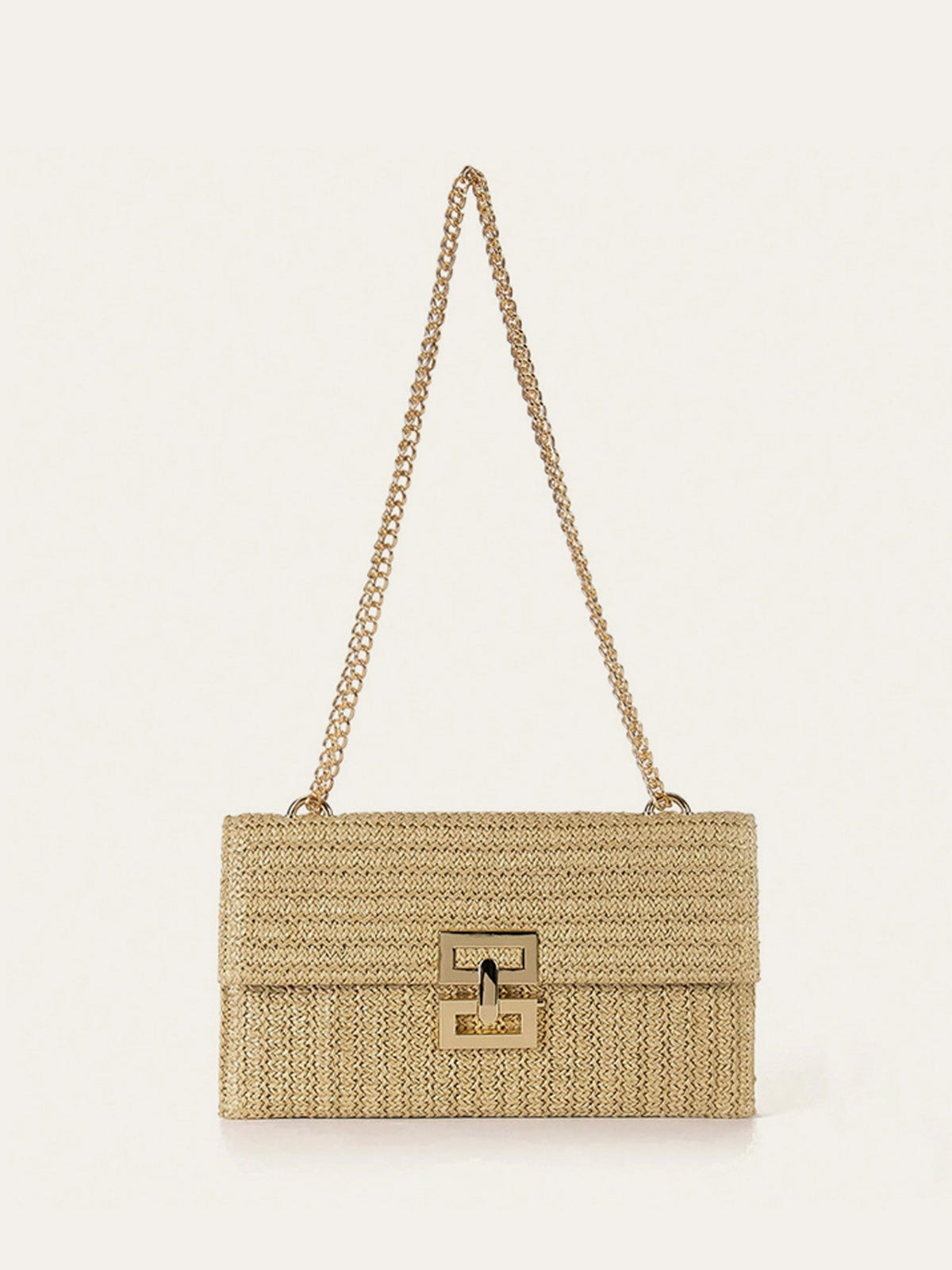 Sac à bandoulière à rabat avec chaîne tissée