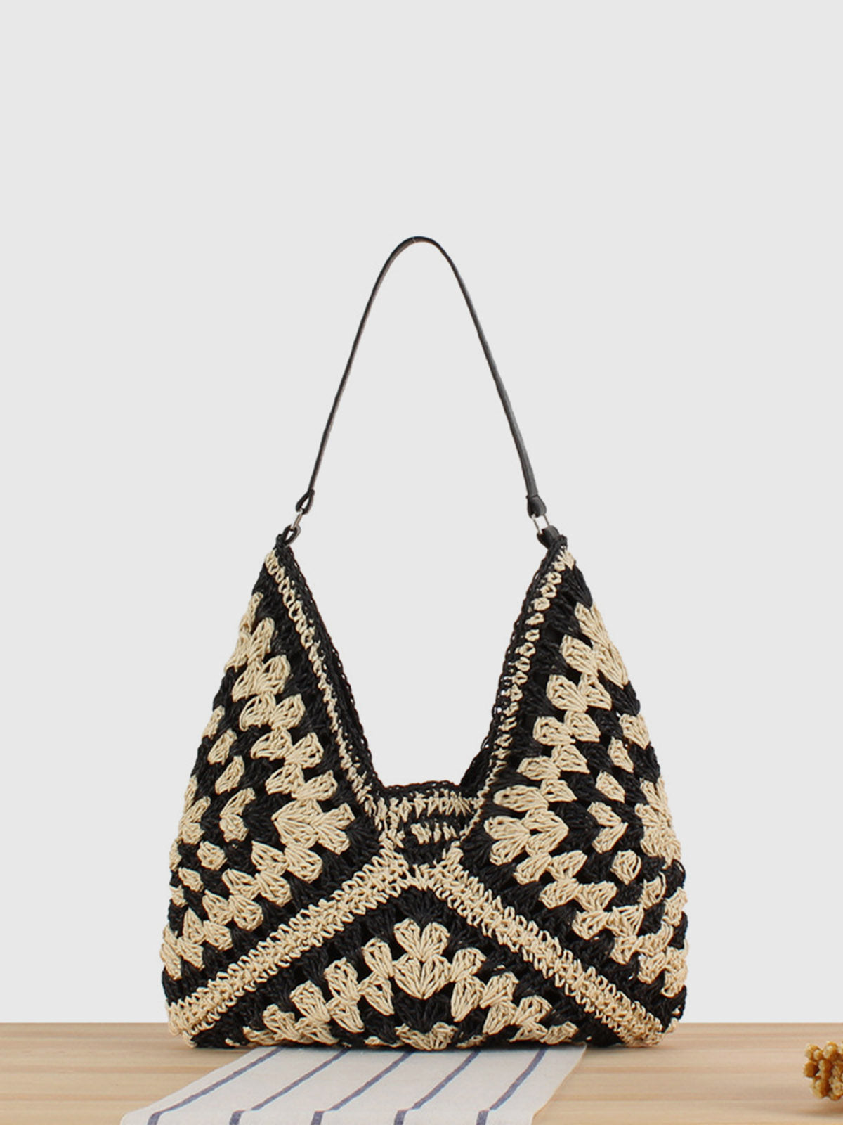 Sac à épaule en macramé crochet vintage