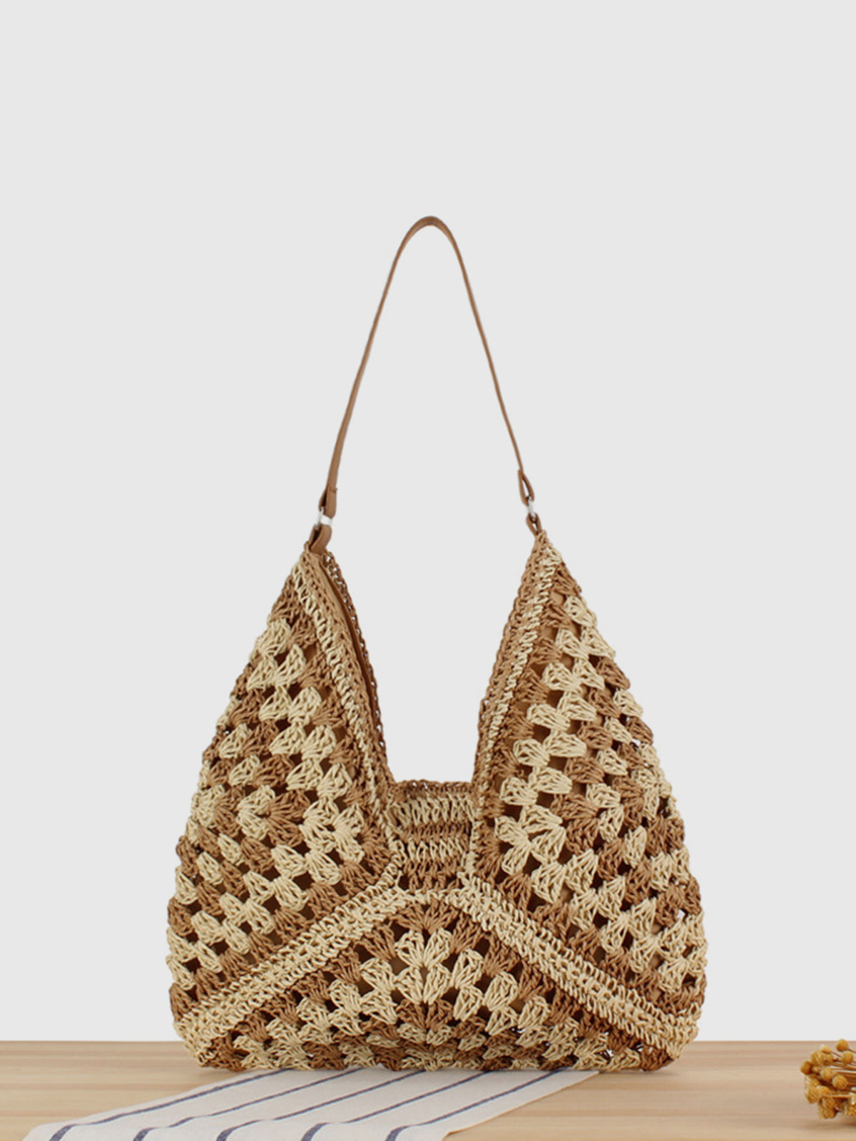 Sac à épaule en macramé crochet vintage