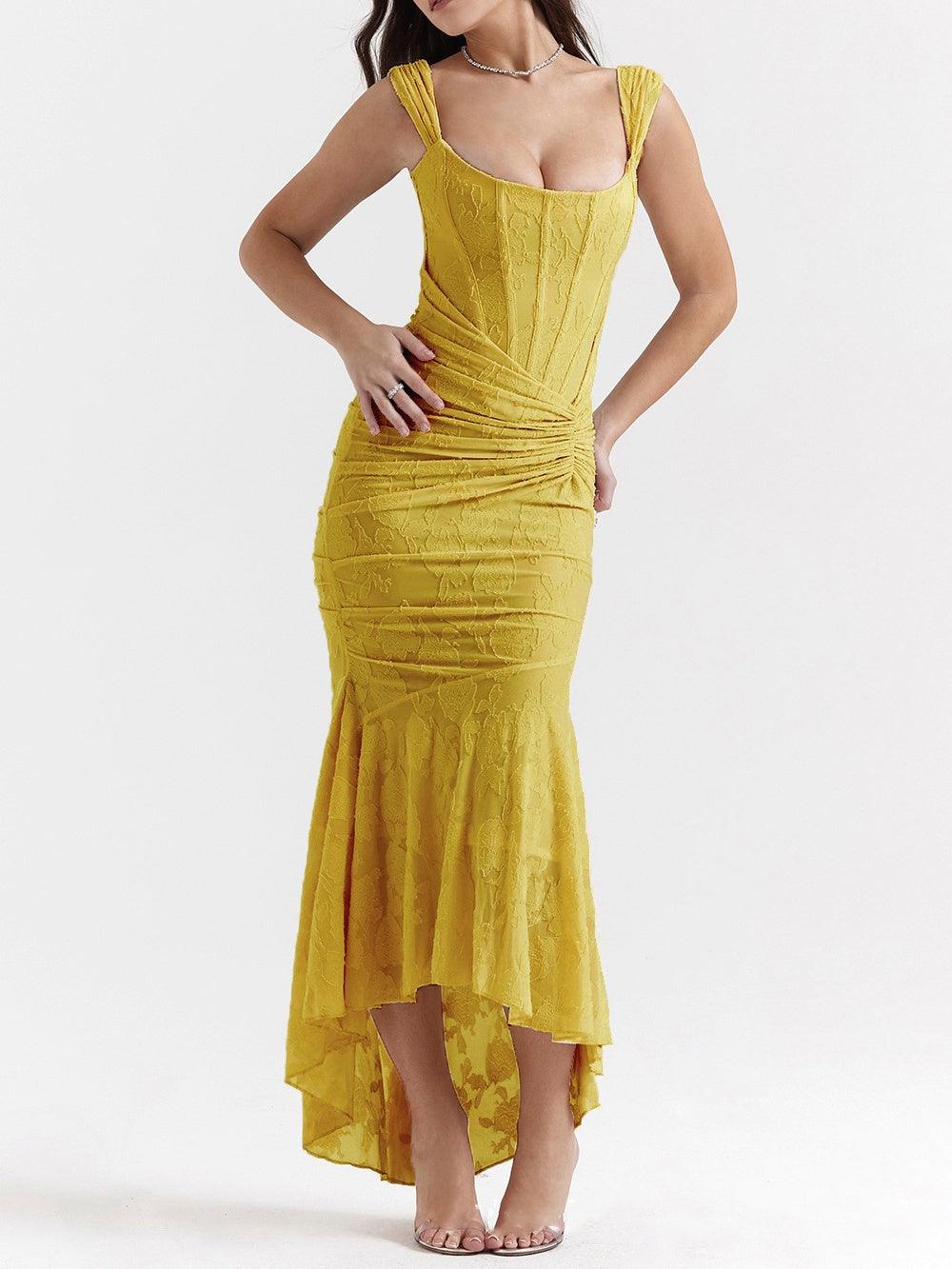 Robe maxi florale cloche bleue