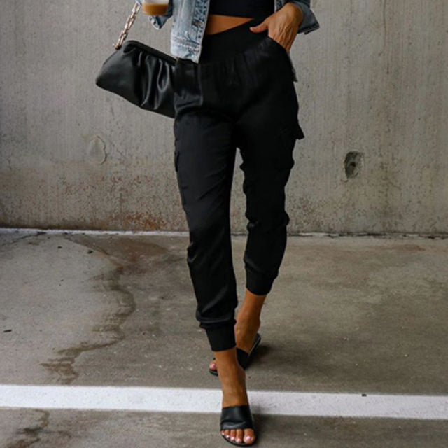 SHANNEL | Pantalon Cargo Satiné pour Femmes