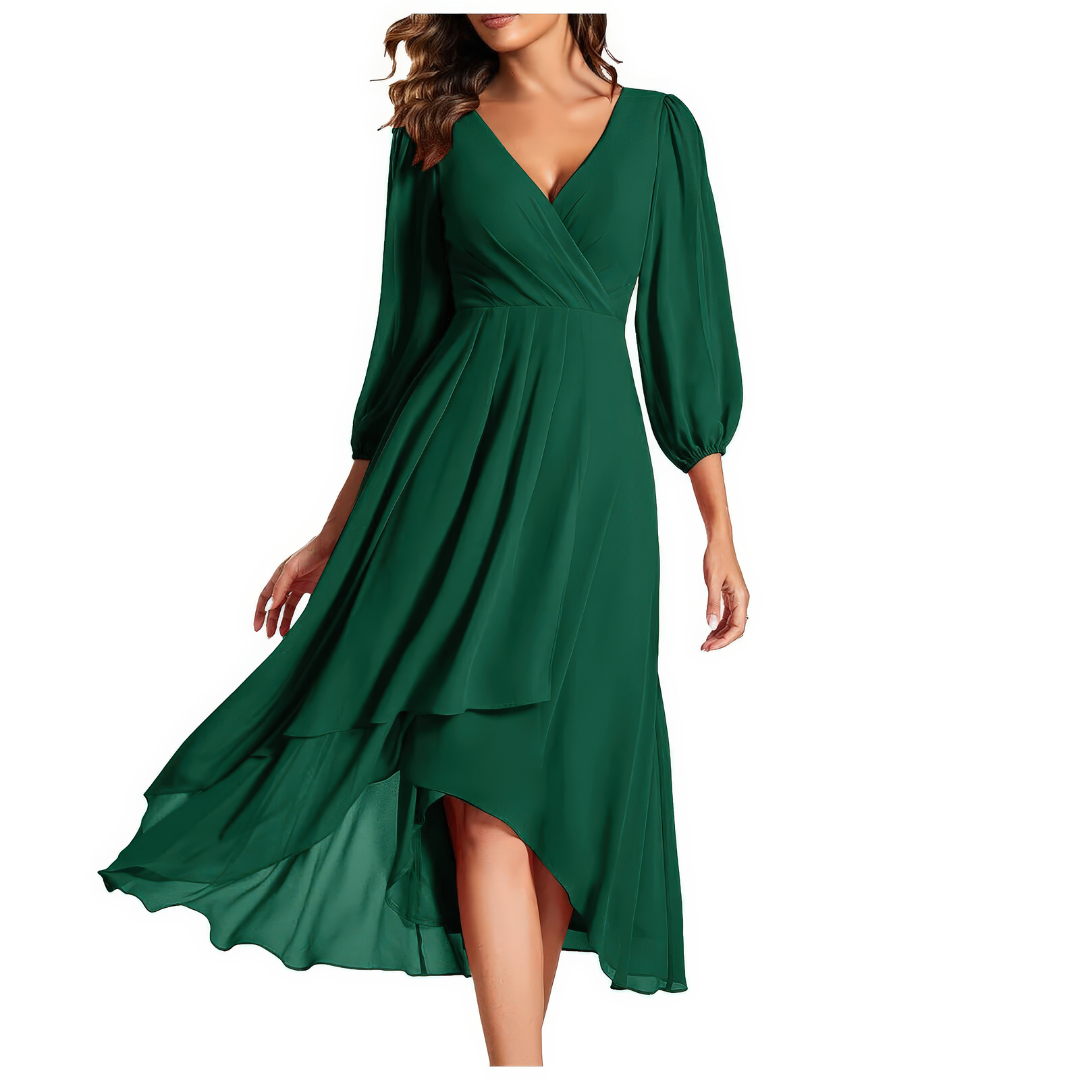 Maeva | Robe à décolleté en V avec ourlet asymétrique