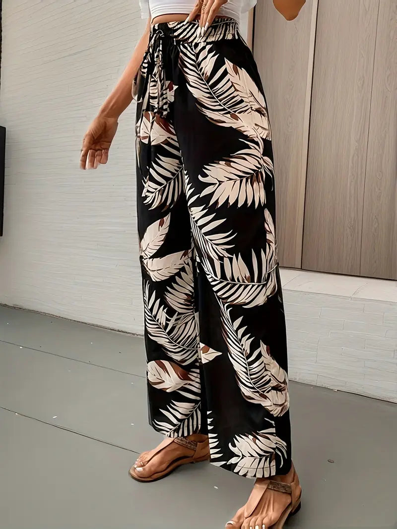 AMALITH | Pantalon Palazzo Aérien Avec Imprimé Tropical